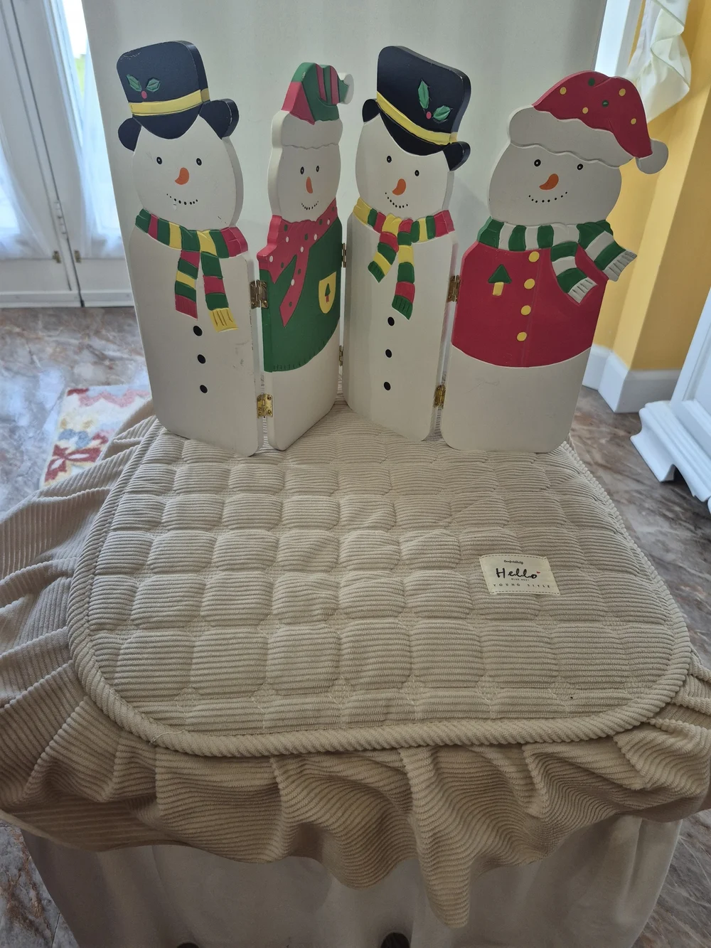 Festive Wooden Snowman Panel Set - Holiday Décor (Green, Red, Black, White)